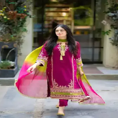 lawn embroidered suit women
